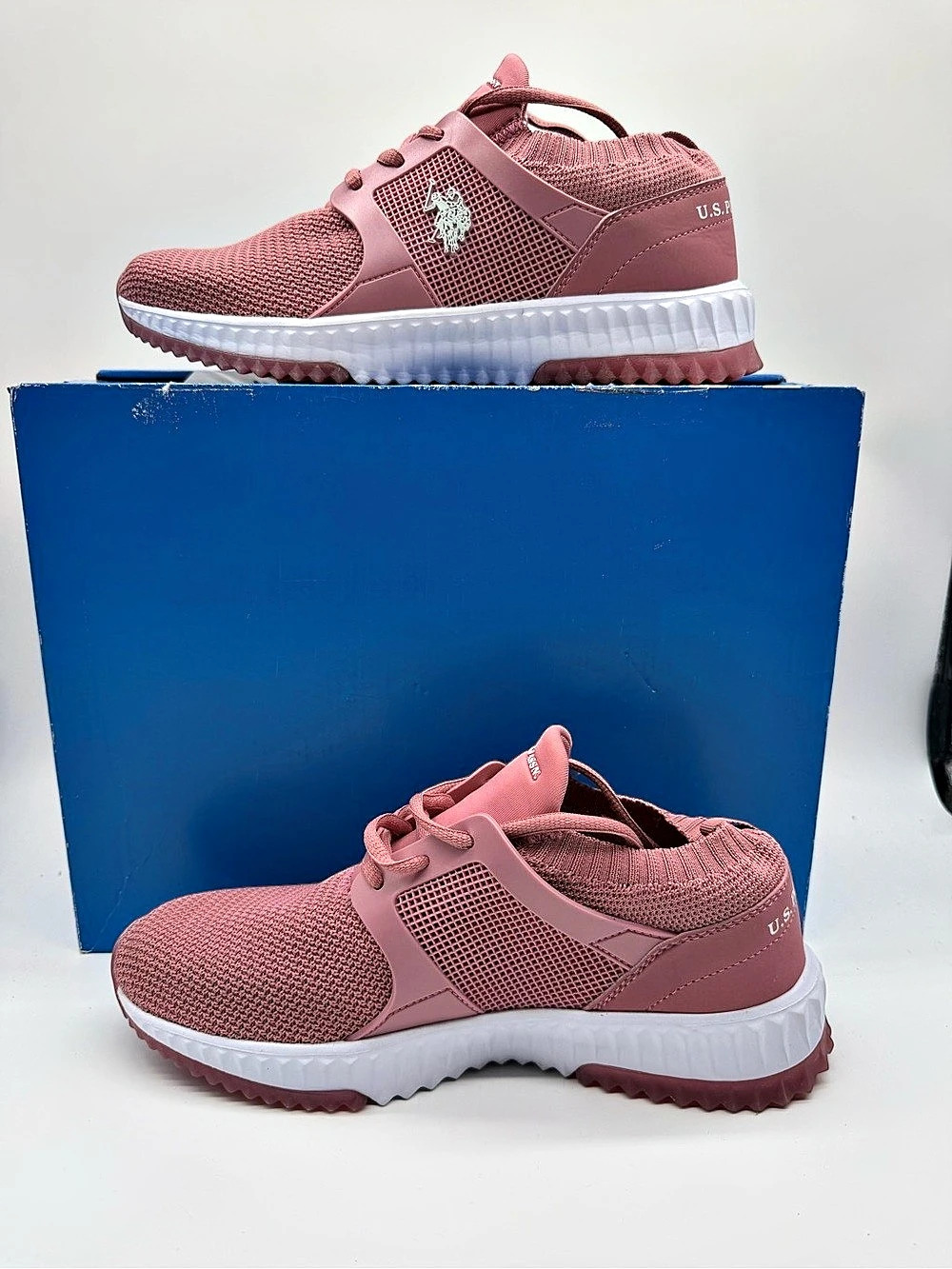 US Polo Assn Pink Knit Slip On Women’s Walking Running Shoes Size US 9 |CORO-K